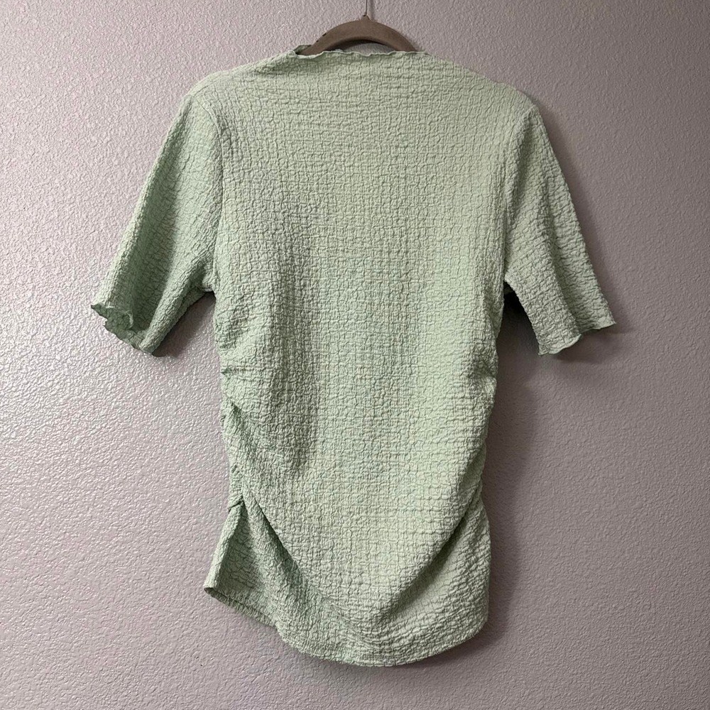 A New Day Mint Green Textured Short Sleeved Top with Side Ruching